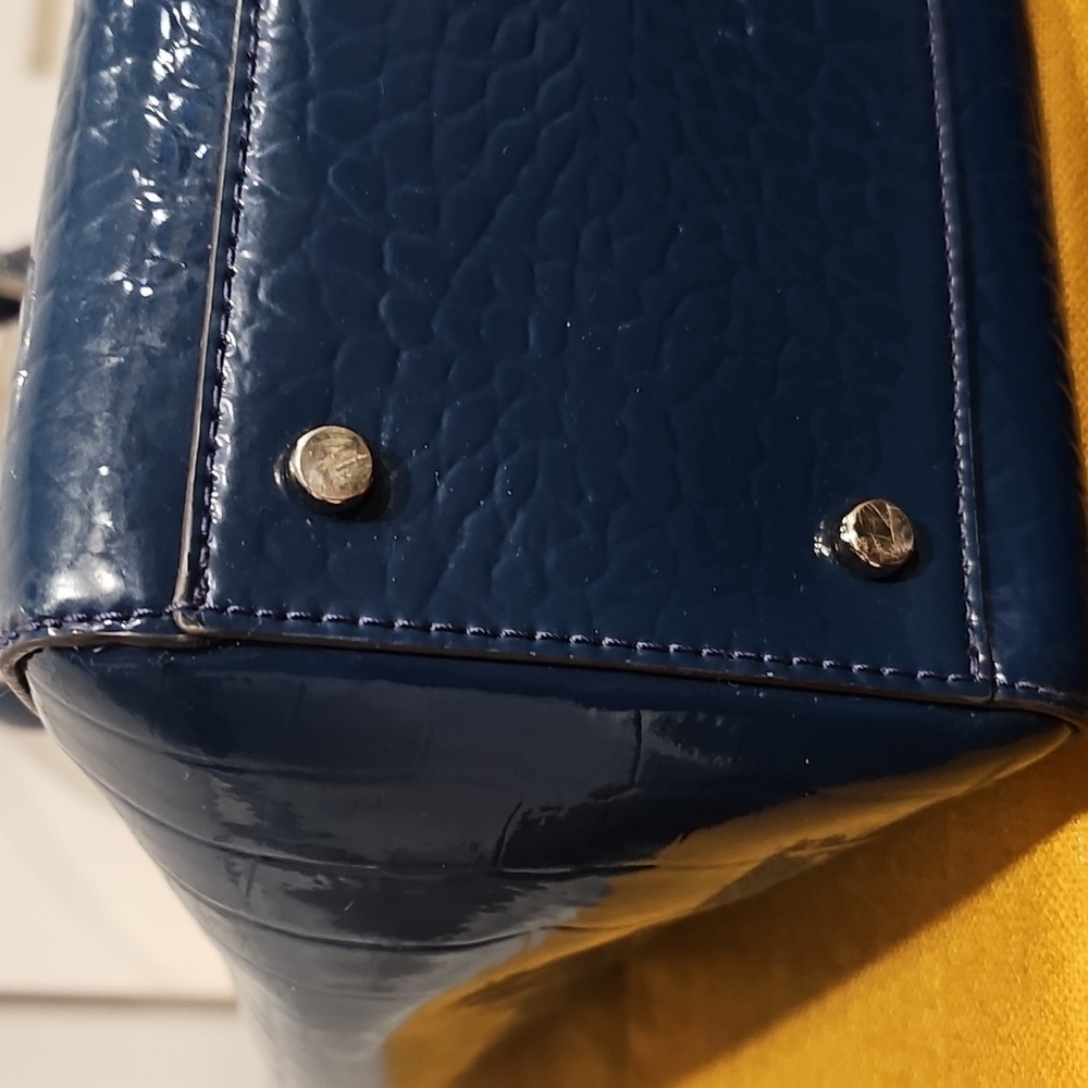 KATE SPADE PURSE ELISSA BRISTOL DRIVE CROC PETROL BLUE LEATHER SHOULDER BAG EUC - Picture 12 of 16